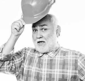 Builder in hard hat
